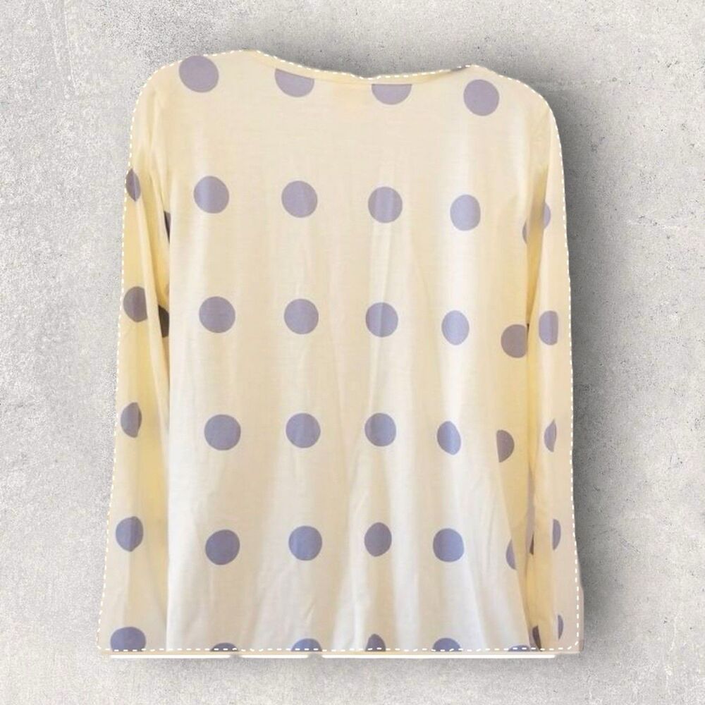 LuLaRoe Lynnae Long Sleeve Shirt-Size Large-Cream And Purple Polka Dot -NWT